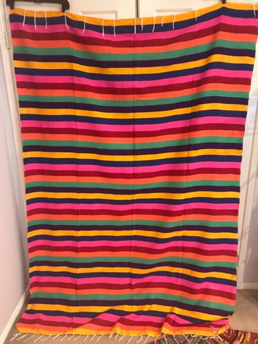 Multi-color Striped Mexican Blanket Throw 61 x 87 inches